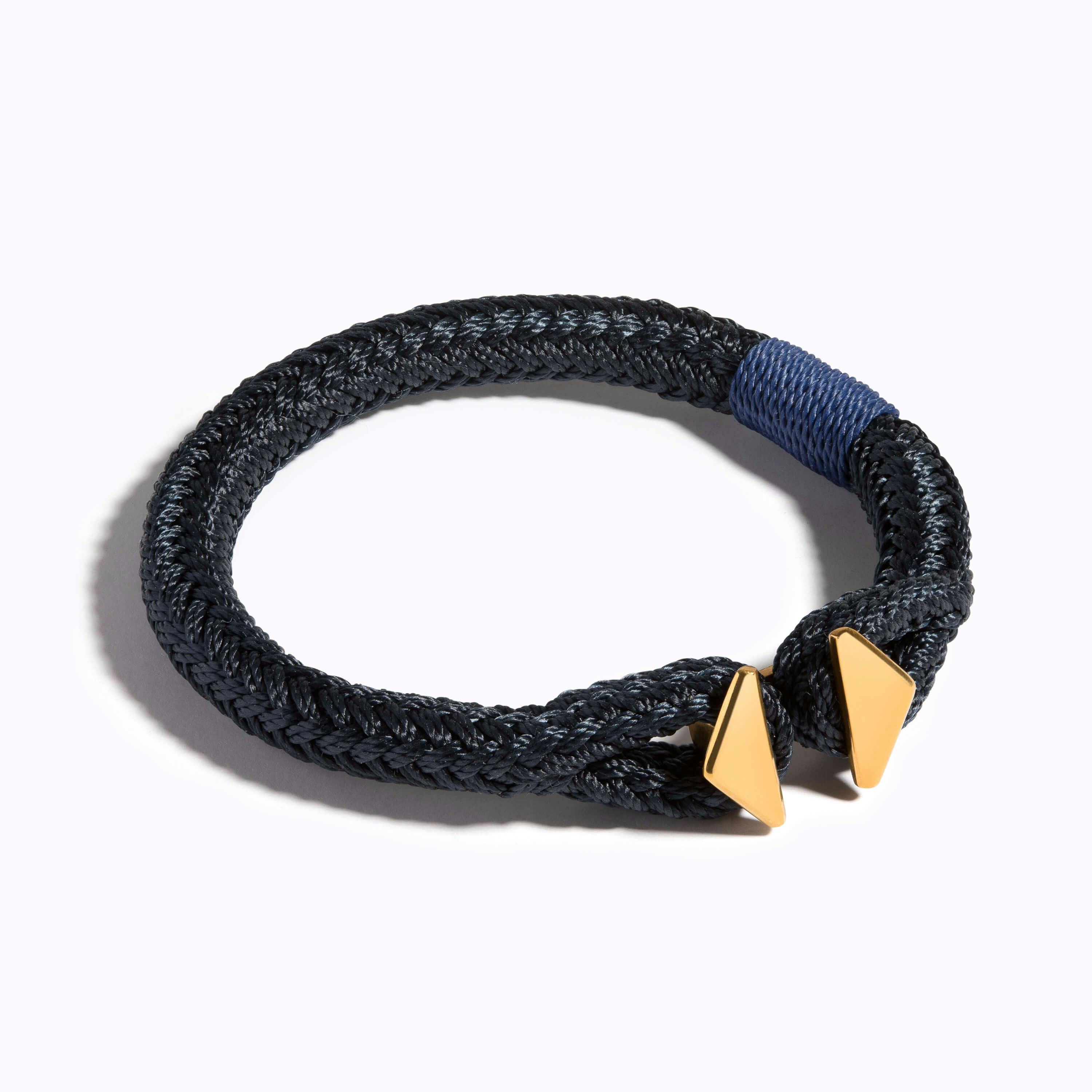 Diamond Woven Bracelet on navy nylon rope