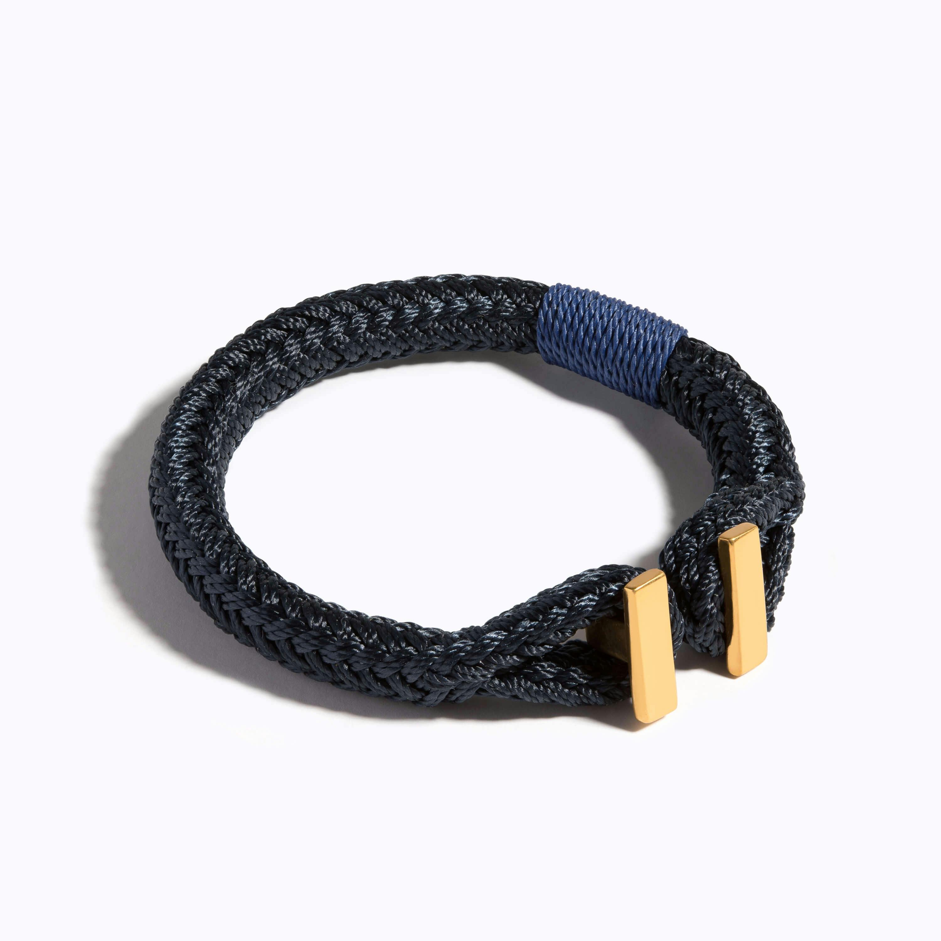 Bar Woven Bracelet on navy nylon rope
