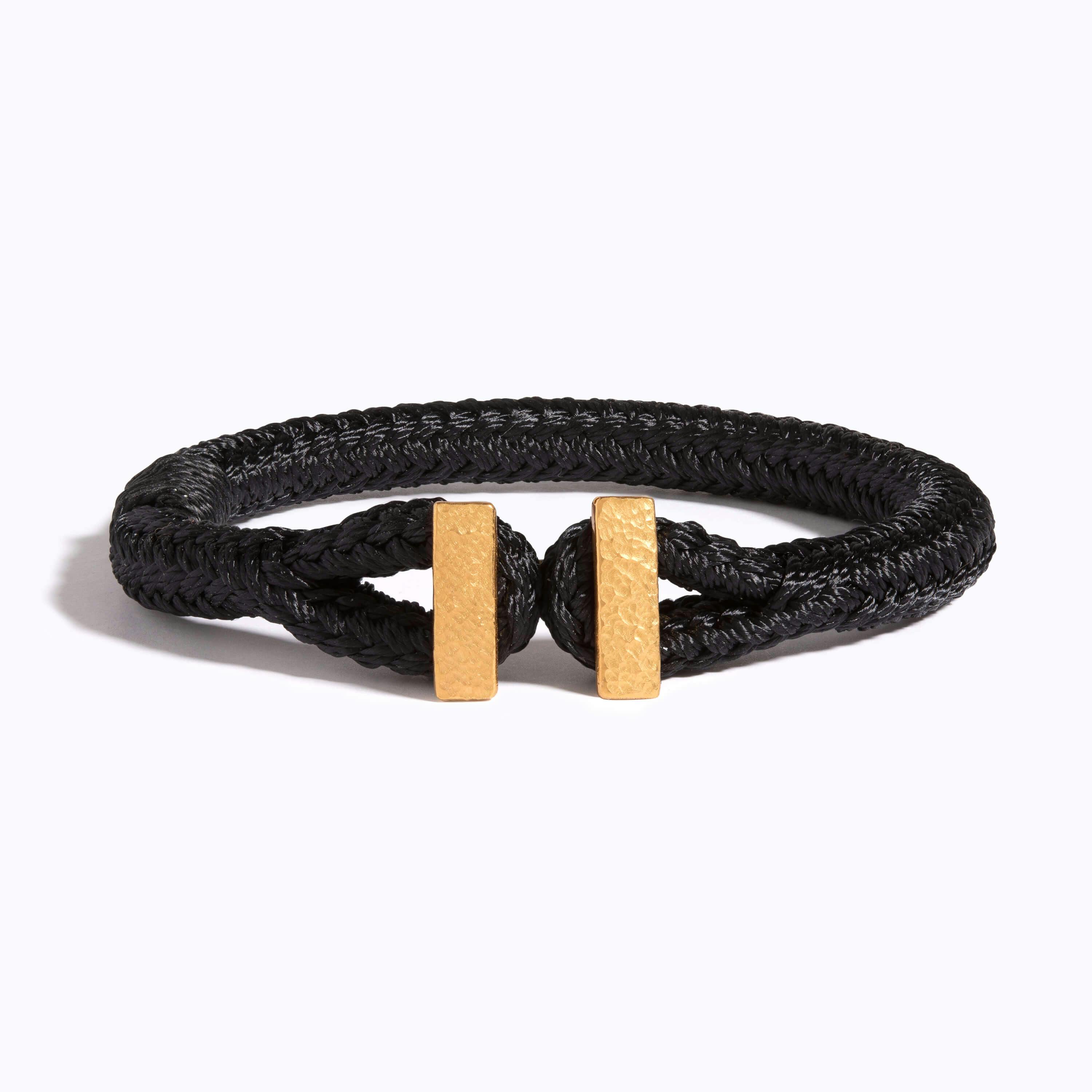 Hammered Woven Bracelet on black nylon rope