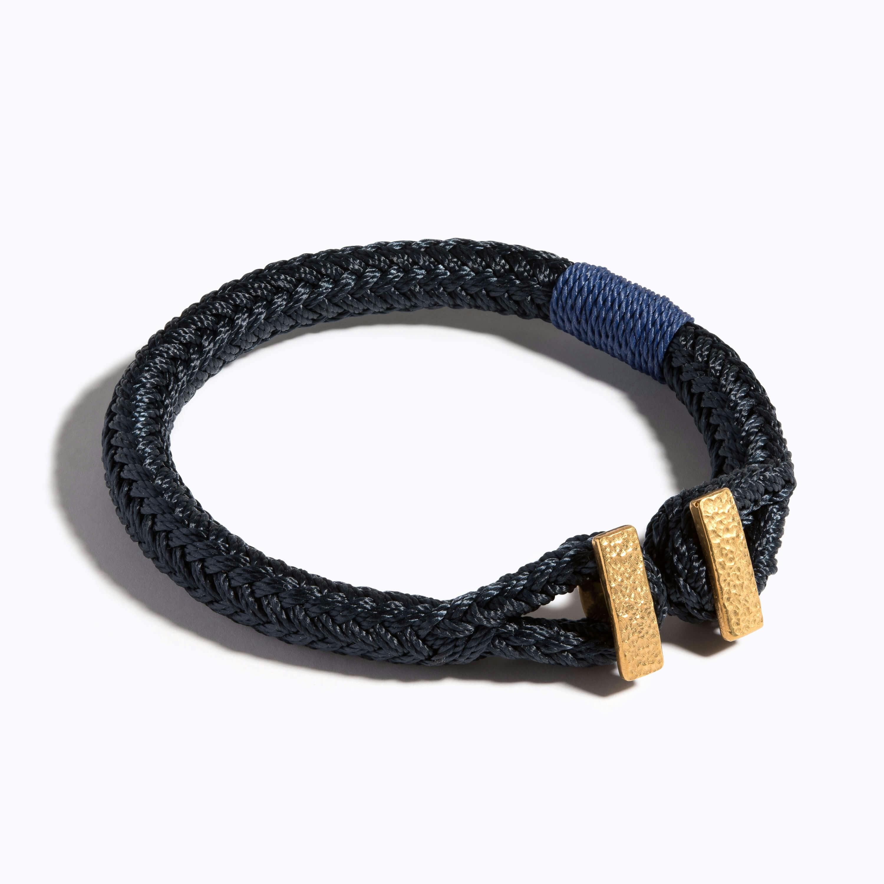 Hammered Woven Bracelet on navy nylon rope