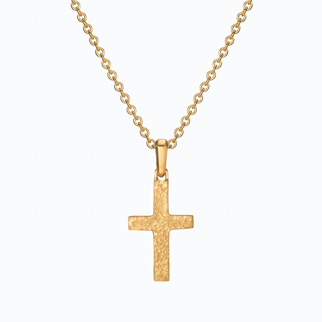 Hammered Cross on 24K chain